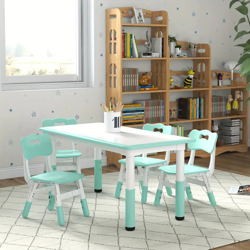 5-Piece Toddler Table with 4 Chairs & Adjustable Height