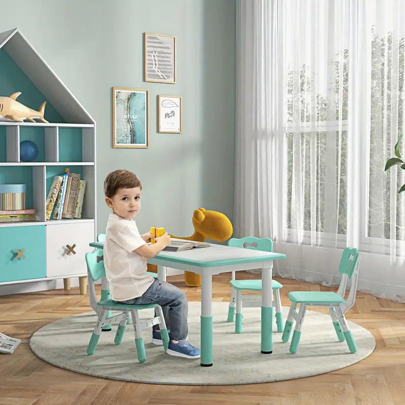 5-Piece Toddler Table with 4 Chairs & Adjustable Height