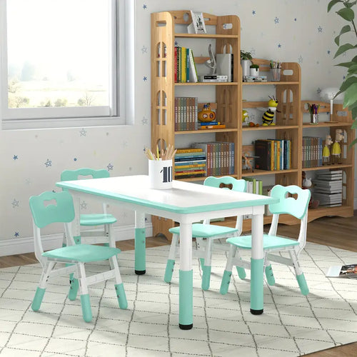 5-Piece Toddler Table with 4 Chairs & Adjustable Height
