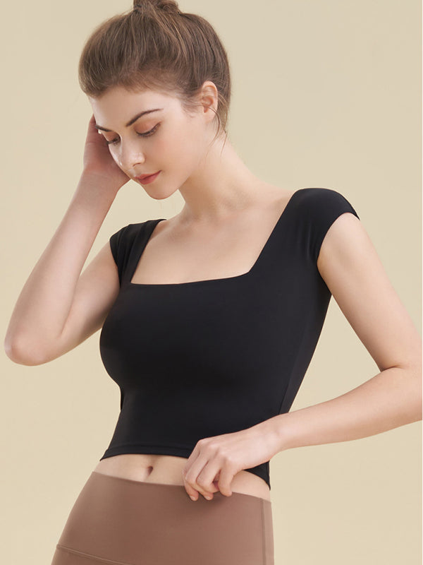 Women's Square Neck Sports Tight Tank Top for Yoga